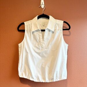 NWT Banana Republic White Sleeveless Collared Top